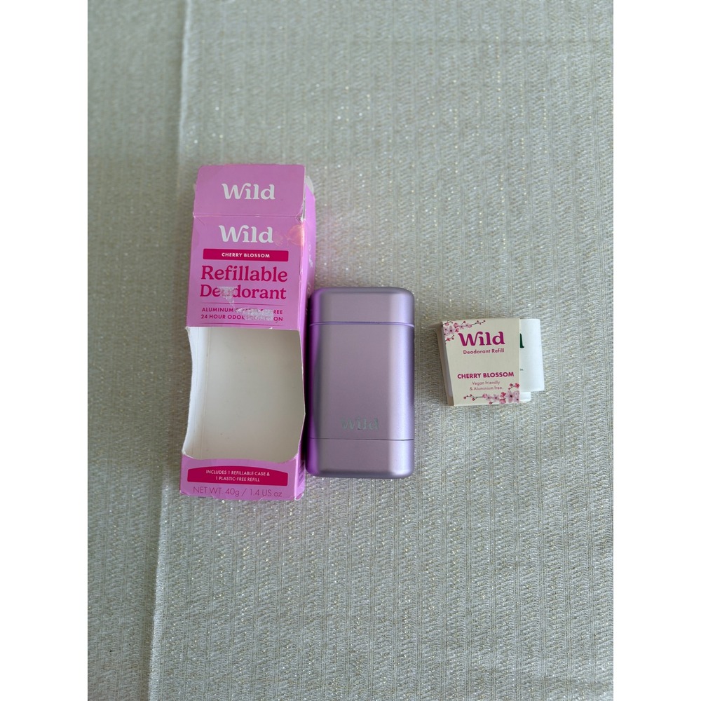 Wild Refillable Deodorant Women 1.4oz Purple NEW Cherry Blossom Aluminum Free